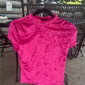 a new day Fuchsia Velvet Top